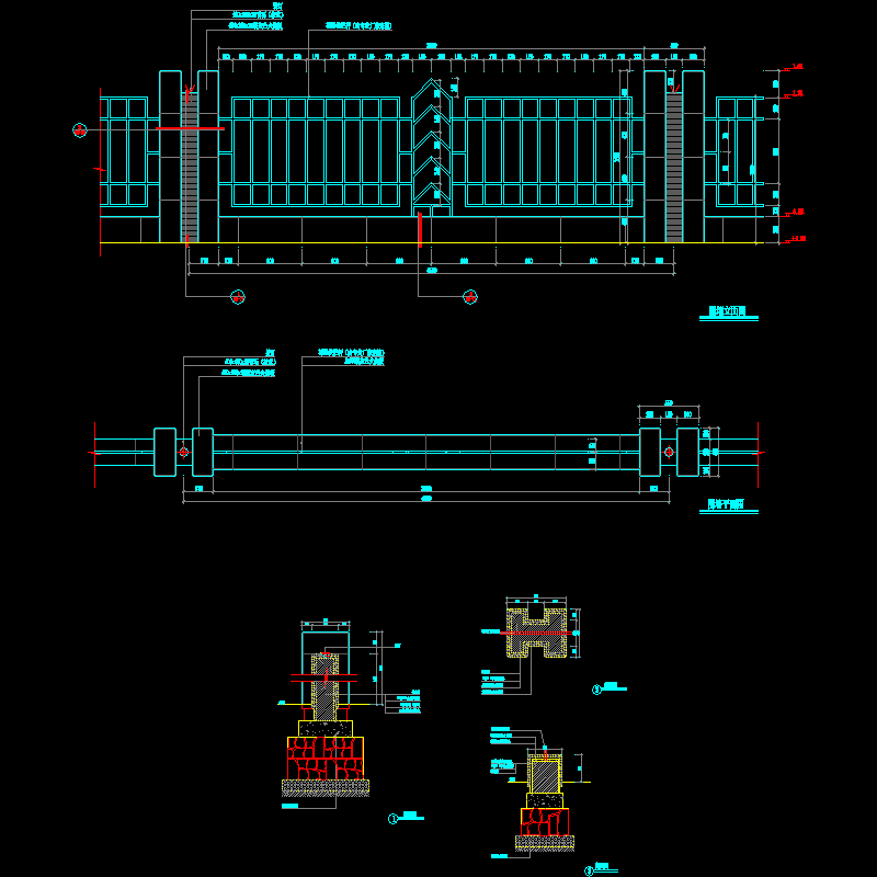 41种围墙dwg格式cad详图纸的平面图