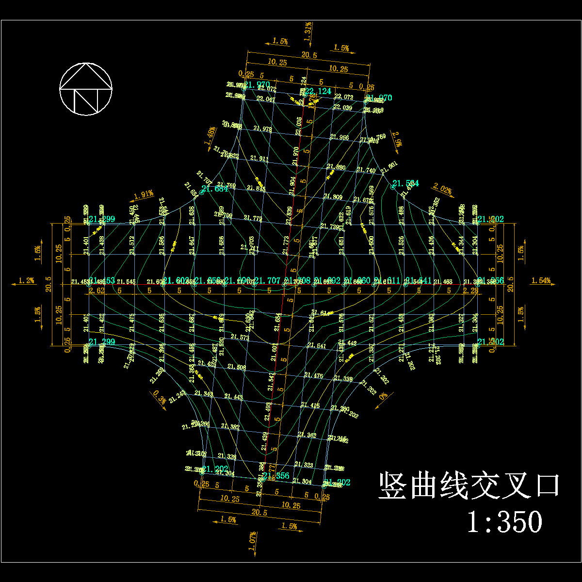 cad道路工程交叉口竖向设计通用图纸10种类型全面dwg