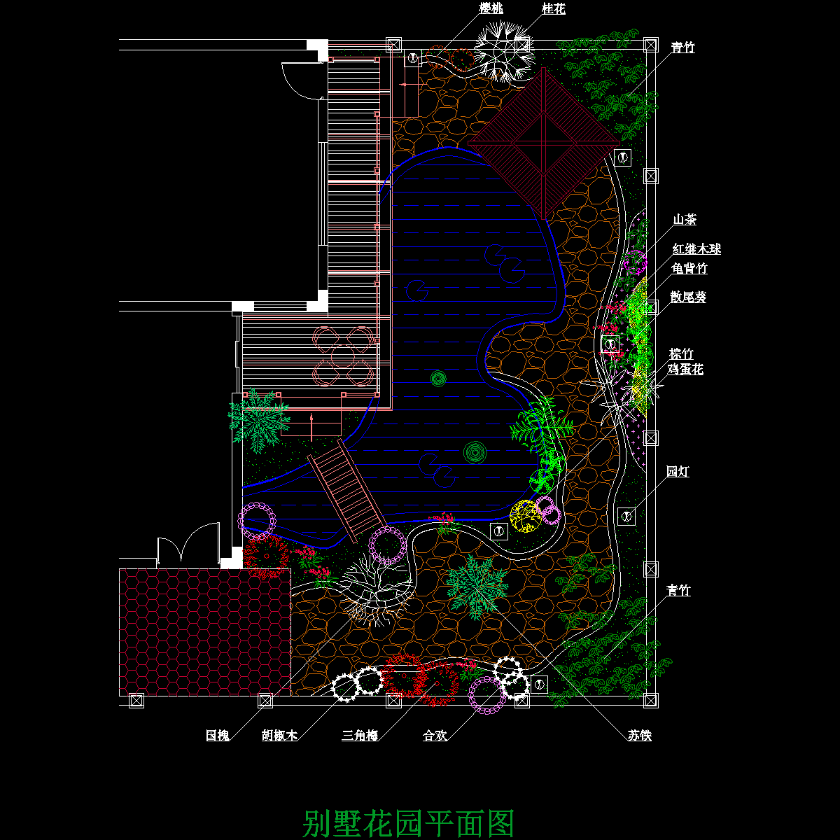[CAD]别墅庭院景观平面图纸(别墅花园).dwg - 下载 - 好图网